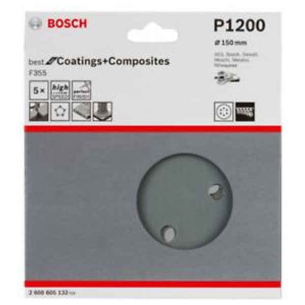 Bosch 5-delni set brusnih listova  Best for Coatings and Composites 150 mm P1200 | 2608605132 - Image 2