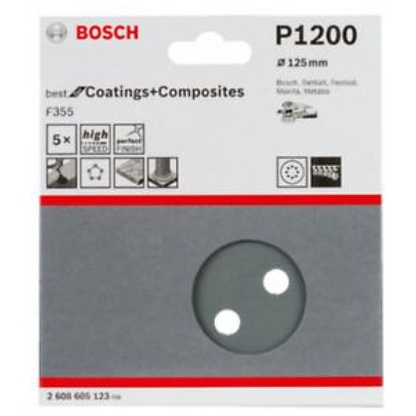 Bosch 5-delni set brusnih listova Best for Coatings and Composites 125 mm  P1200 | 2608605123 - Image 2