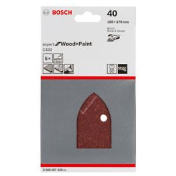 Bosch 5-delni set brusnih listova P40 | 2608607428 - Image 2