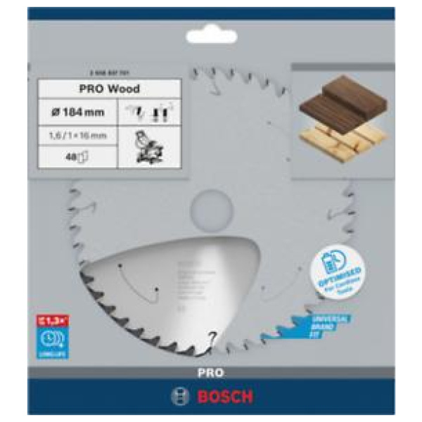 Bosch PRO Drvo za list akumulatorske kružne testere 184x1,6/1x16 mm T48 | 2608837701 - Image 2