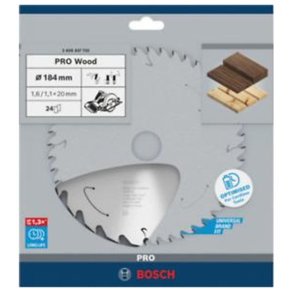 Bosch PRO 184x1,6/1,1x20mm T24 list za Drvo akumulatorske kružne testere | 2608837702 - Image 2