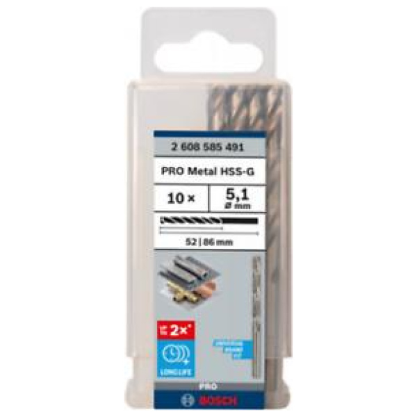 Burgija 5,1mm za metal HSS-G Bosch pak.10 kom. | 2608585491 - Image 2