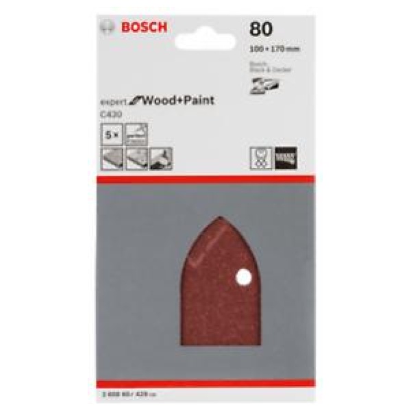 Bosch 5-delni set brusnih listova P80 | 2608607429 - Image 2