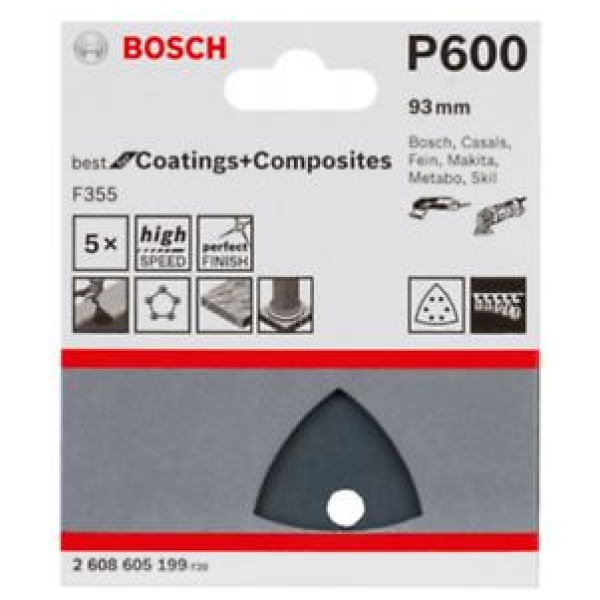 Bosch 5-delni set brusnih listova  Best for Coatings and Composites 93 mm  P600 | 2608605199 - Image 4