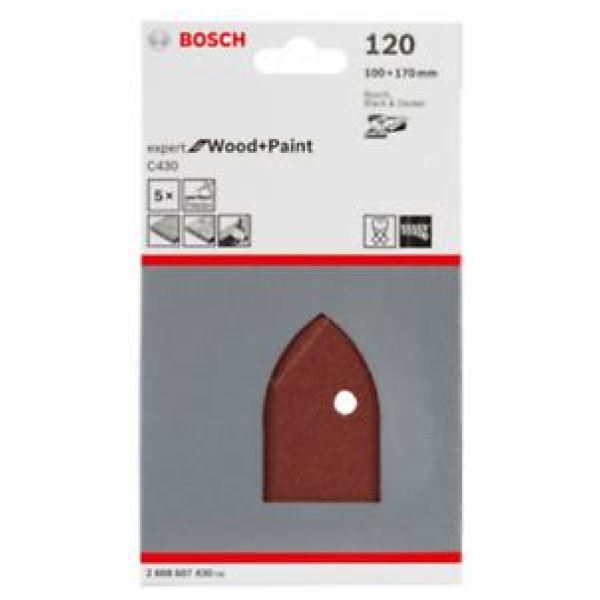 Bosch 5-delni set brusnih listova P120 | 2608607430