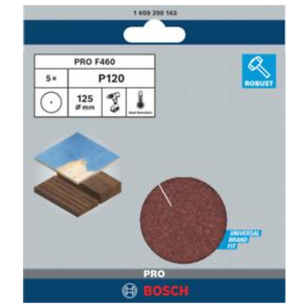 Bosch PRO F460 brusni papir 125 mm G120 pak.5 kom. | 1609200163 - Image 2