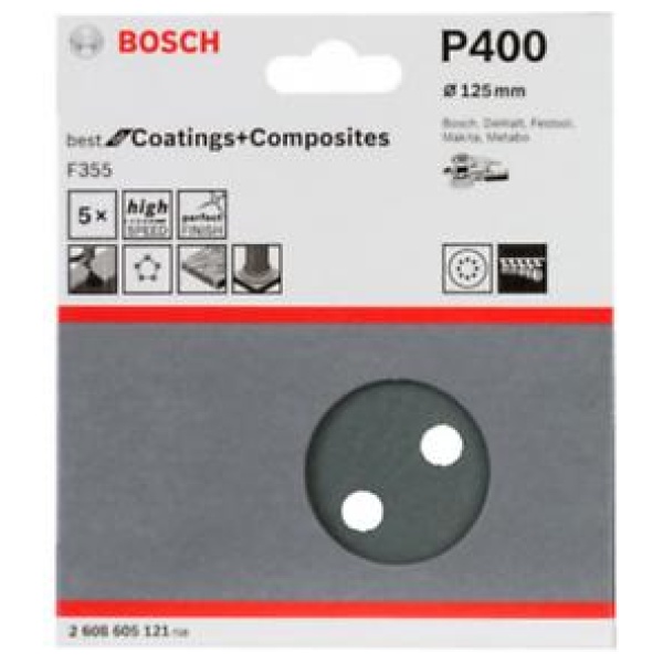 Bosch 5-delni set brusnih listova Best for Coatings and Composites 125 mm  P400 | 2608605121 - Image 2