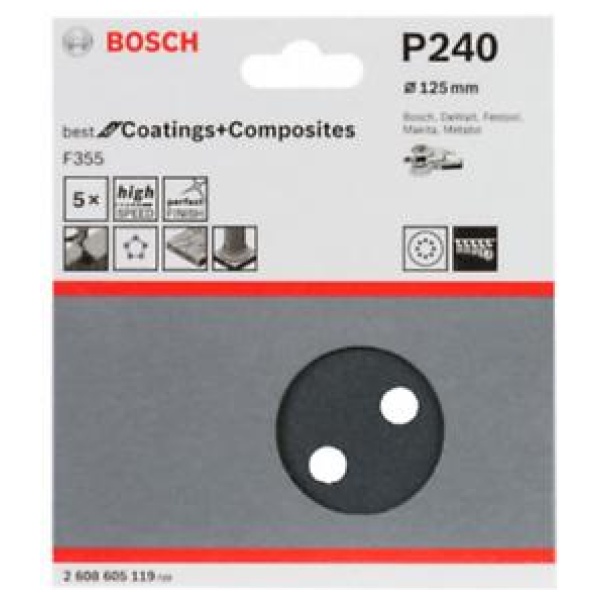 Bosch 5-delni set brusnih listova Best for Coatings and Composites 125 mm P240 | 2608605119 - Image 2