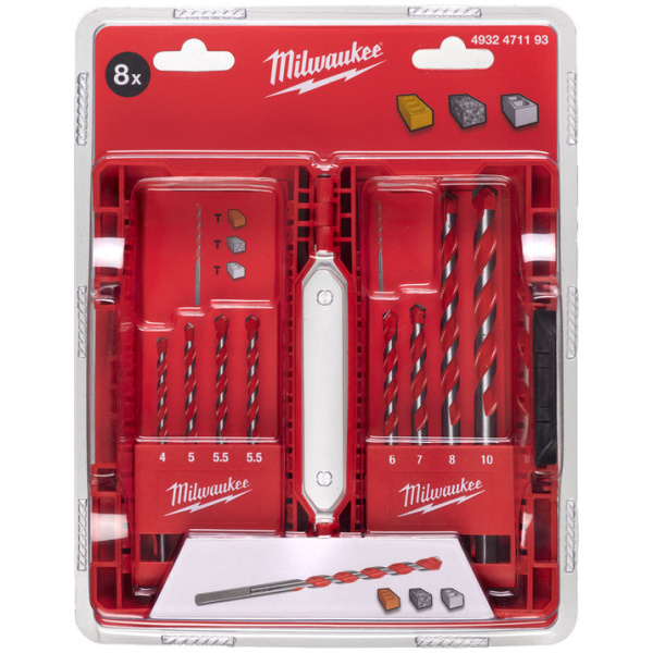 Vidija burgije za beton Milwaukee 4-10mm / set 8 komada | 4932471193 - Image 3