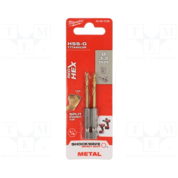 Udarne burgije za metal Milwaukee TIN HEX 1/4" 3,2 mm / 2 komada | 48894706 - Image 3