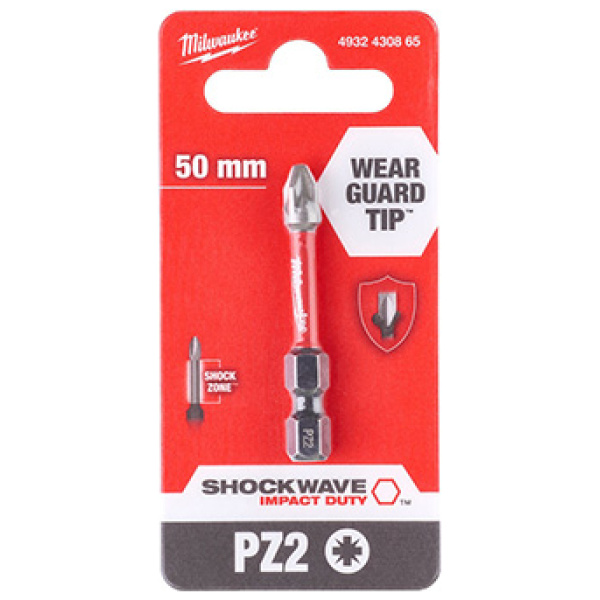 Udarni bitovi Milwaukee PZ SHOCKWAVE ojačani 1/4" PZ2 x 50mm  | 4932430865 - Image 2