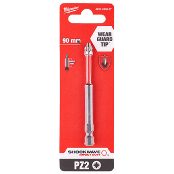 Udarni bitovi Milwaukee PZ SHOCKWAVE ojačani PZ2 x 90mm 1/4" | 4932430867