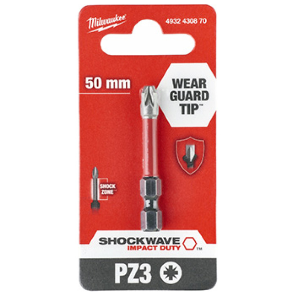 Udarni bitovi Milwaukee PZ SHOCKWAVE ojačani PZ3 x 50mm 1/4" | 4932430870 - Image 2