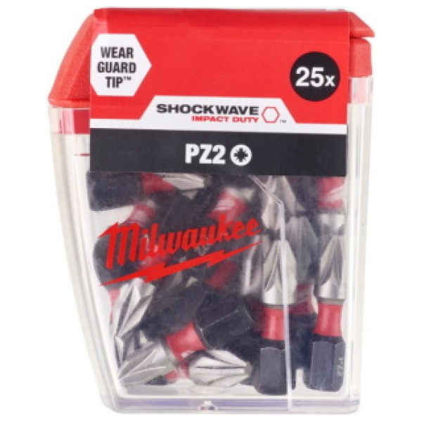 Udarni bitovi Milwaukee PZ SHOCKWAVE ojačani PZ2 x 25mm 1/4” / 25 kom | 4932430864