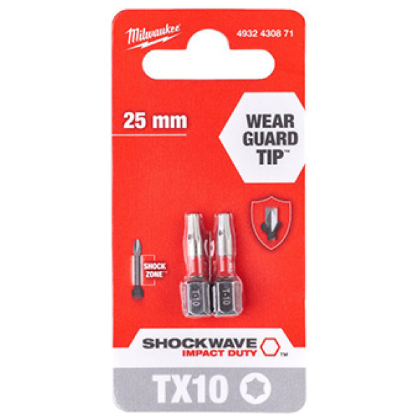 Udarni bitsevi Milwaukee TX SHOCKWAVE ojačani TX10 x 25mm 1/4" / 2 kom | 4932430871