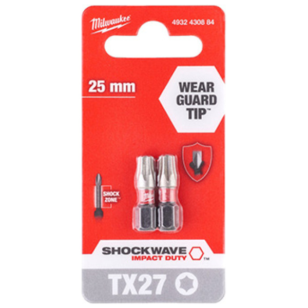 Udarni bitsevi Milwaukee TX SHOCKWAVE ojačani TX27 x 25mm 1/4" / 2 kom | 4932430884