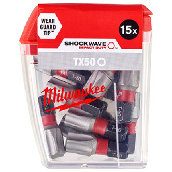 Udarni bitsevi Milwaukee TX SHOCKWAVE ojačani 1/4" TX50 x 25mm / 15 kom | 4932430892