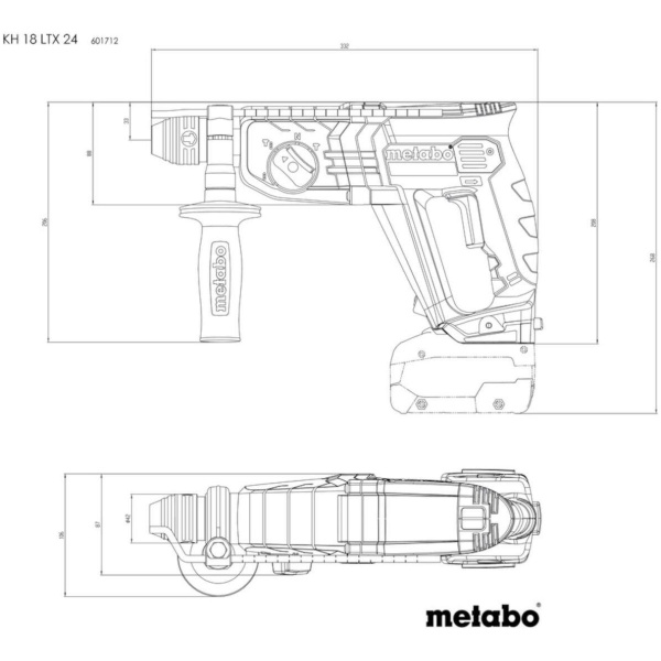 KH 18 LTX 24 Akumulatorski pneumatski čekić Metabo SDS-plus SOLO l 601712850 - Image 2