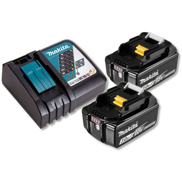 Makita set 7 sa baterijama 2 x 3,0 Ah BL1830B + DC18RC brzi punjač l BL1830BX2+DC18R