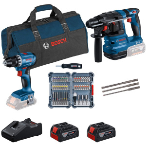 Bosch Aku set GBH 18V-22 + GSR 18V-45 + 2 x 18V 5,0Ah + torba i set pribora | 0615V0003D