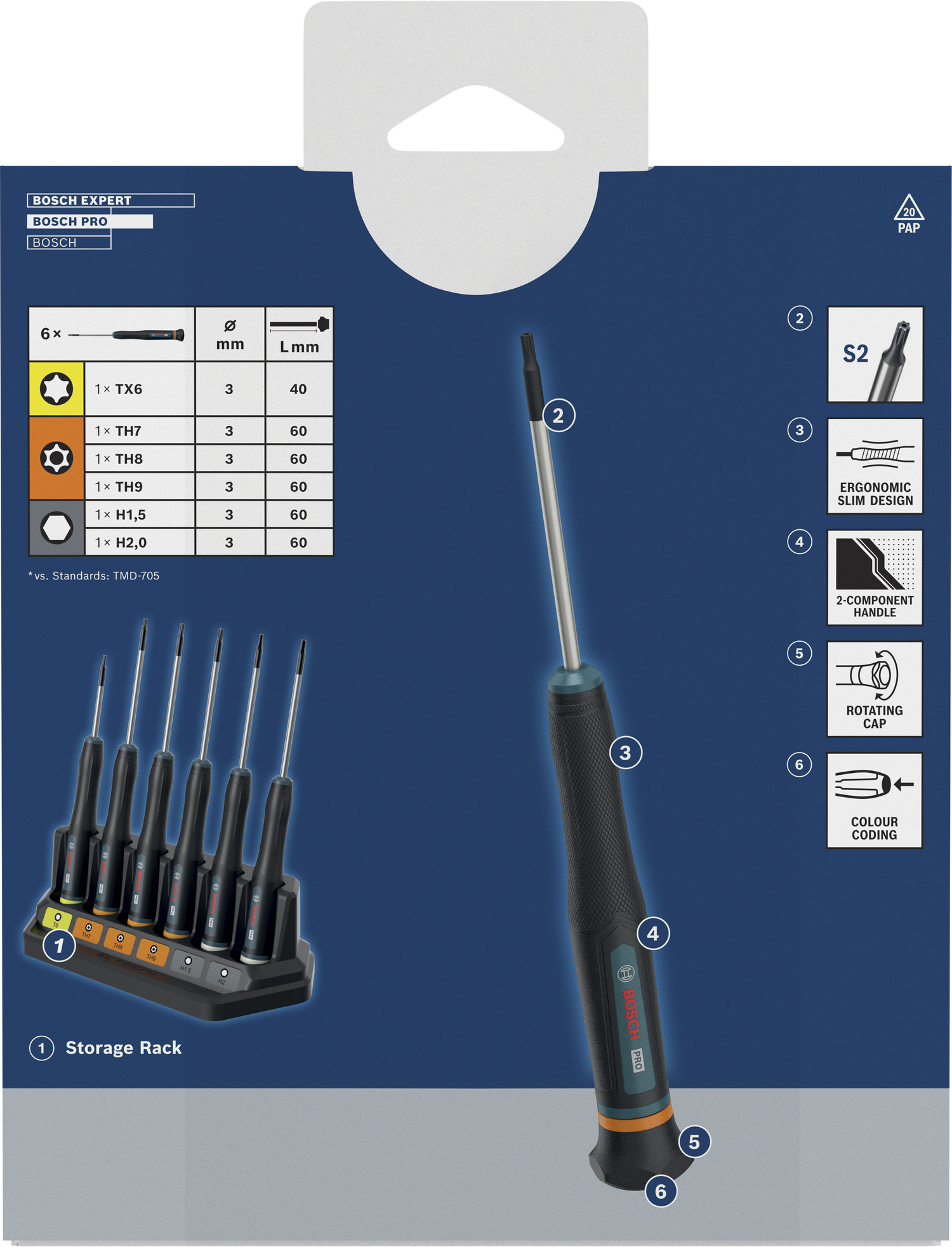Set preciznih odvrtača TX/TH/H, PRO Bosch od 6 kom. | 1600A039PM - Slika 2