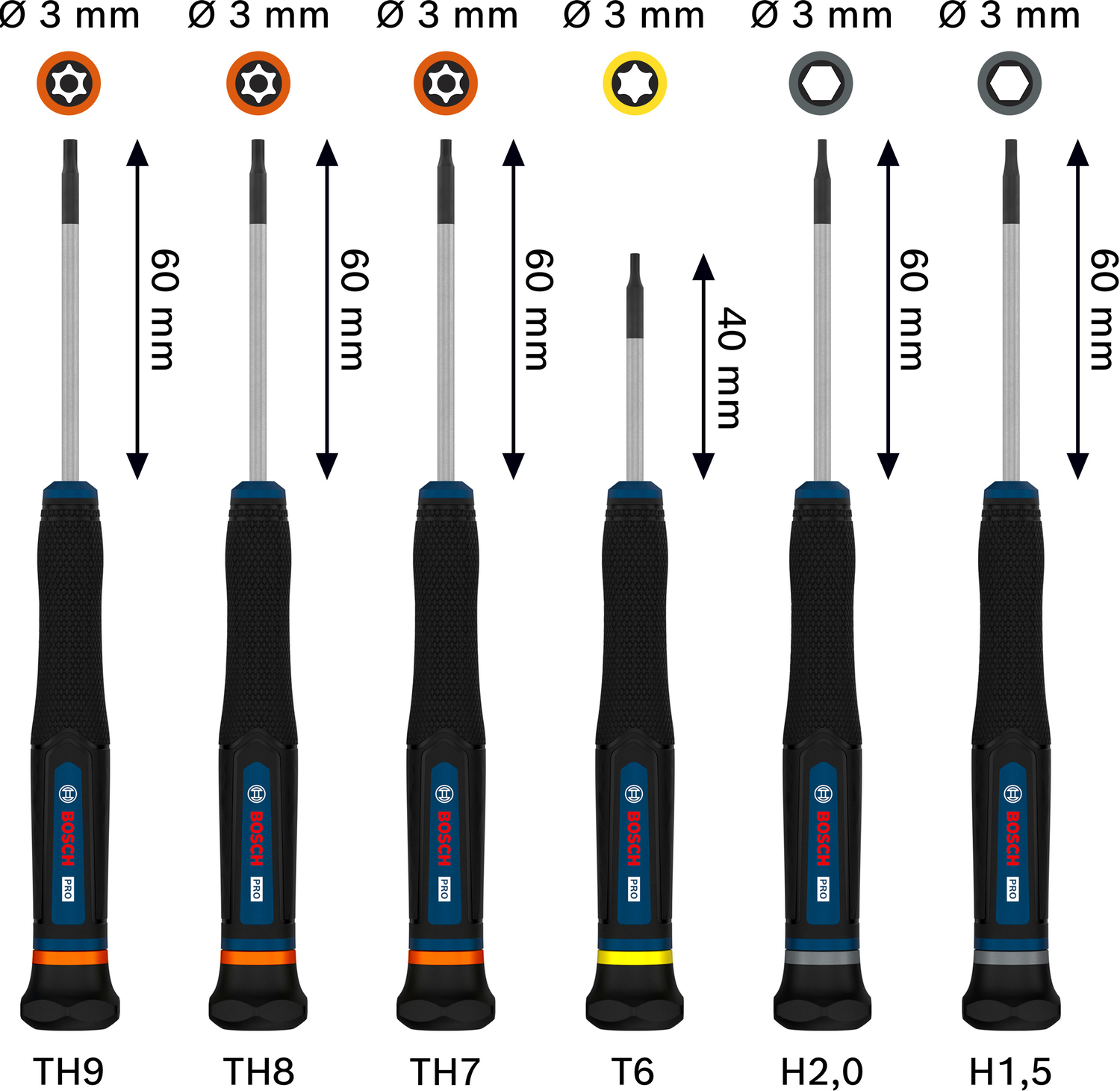 Set preciznih odvrtača TX/TH/H, PRO Bosch od 6 kom. | 1600A039PM - Slika 3